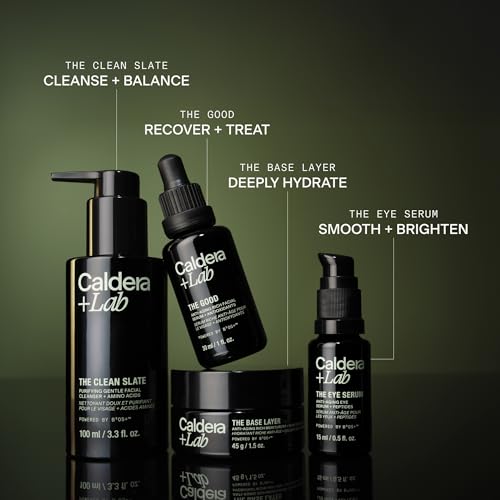 Caldera + Lab The Regimen Rich + Eye Defense | Men's 4 Piece Skincare Set | Includes face serum, cleanser, moisturizer & eye serum. Hydrates skin and refreshes tired-looking eyes - size: 4-Piece Skincare Kit