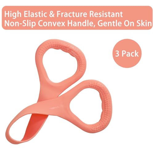 Figure 8 Resistance Band with Handles Elastic Exercise Band for Arm Back & Shoulder Workout Non-Slip 8 Shaped Resistance Band for Home Gym Yoga Pilates Stretching & Physical Therapy 3Pack - color: Pink
