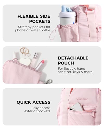 Small Gym Bag for Women - Duffle Weekender Work Duffel Carry on Tote Bag | Puffer Yoga Mat Holder Wet Compartment Coin Purse BPA-Free - color: Pink
