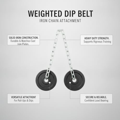 1 PC Weighted Dip Belt with Iron Chain, Heavy Duty Strength Training Attachment for Pull Ups and Dips