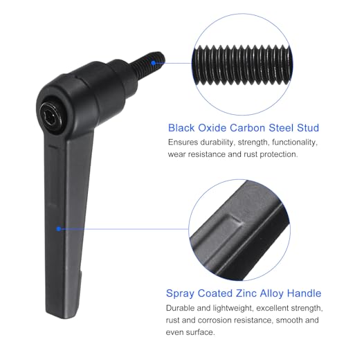 uxcell 4pcs Clamping Lever Handles, M5 x 16mm Black Oxide Carbon Steel Threaded Male Stud, Adjustable Handles Locking Quick Release Ratchet Push Button Bolt Knobs, Black - size: M5 x 16mm