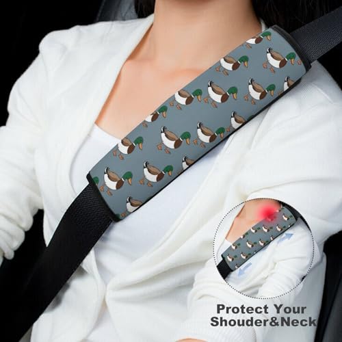 Breathable Car Seat Belt Pad for Girls and Boys, Stroller Pushchair High Chair, 2PCS Mallard Duck Print Shoulder Harness Cover Easy Install (No Tool) - color: Pattern 1016