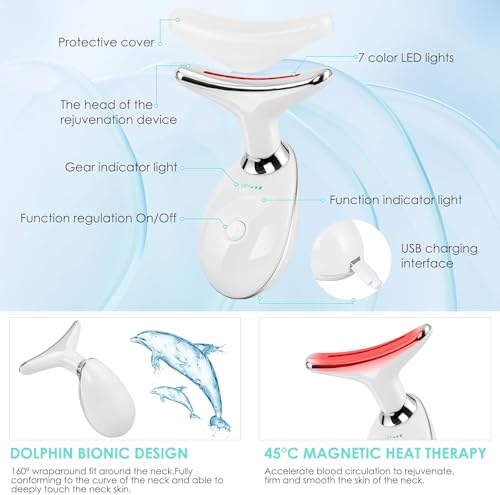 Facial Massager Face and Neck, Face 𝖲 culpting Wand Tool with 7 Color - Birthday, Christmas, Mothers Day, Valentines Day Gifts for Her Women Mom Best Friend Wife Teacher (White) - color: White