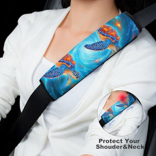 2 Pack Soft Padded Seat Belt Cover for Girls and Boys, All Vehicles, Nautical Coastal Ocean Sea Space Turtle Harness Pads Strap, Anti-Slip Pad - color: Pattern 392