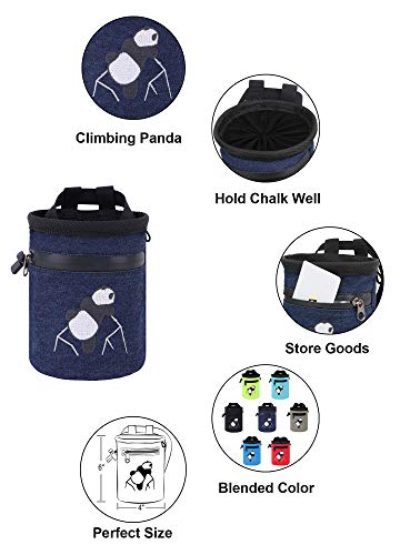 AMC Rock Climbing Panda Design Chalk Bag with Adjustable Belt - color: 7558_Denim Blue