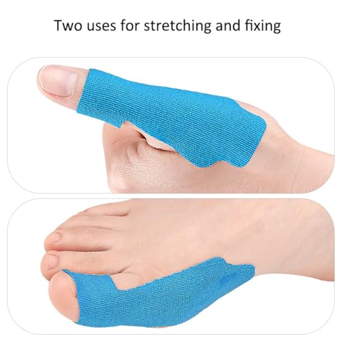 Precut Kinesiology Tape for Thumb, 30 PCS Self Adhesive Thumb Protecting Tape Big Toe Straps, Elastic Athletic Tapes, Breathable Latex-Free Tapes Finger Toe Patches for Joints Muscle Support (Blue) - color: Blue