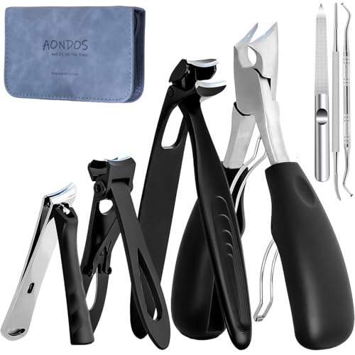 Precision Stainless Steel Heavy Duty Angled Head,Wide Jaw Clippers for Seniors and Man,Ingrown Toenail,Thick Nail.Extra-Long Handle, Extra-Large Slanted Nail Cutter. Men,Women,Elderly.7Pcs (7PCS NAI)