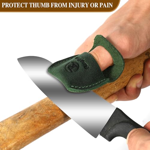 Thumb Guard Wood Carving Tools, Leather Finger Protector, Handmade Carpenter Working Carving Kit Accessories Green - color: Green