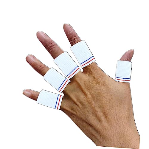20pcs Nylon Finger Sleeves Breathable Protective Sports Guards for Basketball Volleyball Training White Knit Design for Joint Support and Injury Prevention