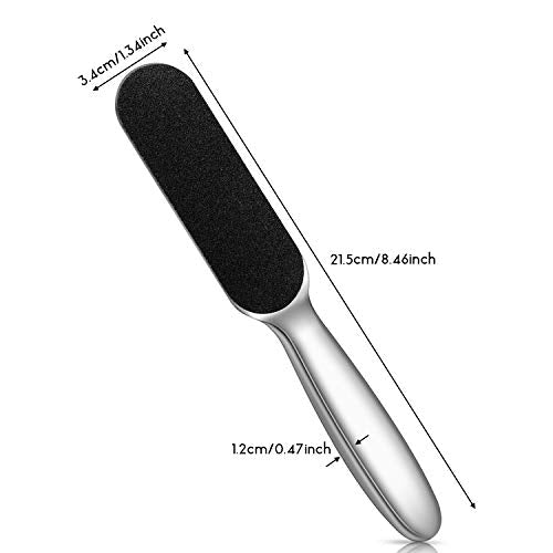 Mudder 2 Pack Stainless Steel Foot File with 20 Replaceable Double Sided Coarse & Fine Pads, Callus Remover for Dry Rough Skin and Cracked Heels, Reusable Pedicure Rasp(Silver) - color: Silver