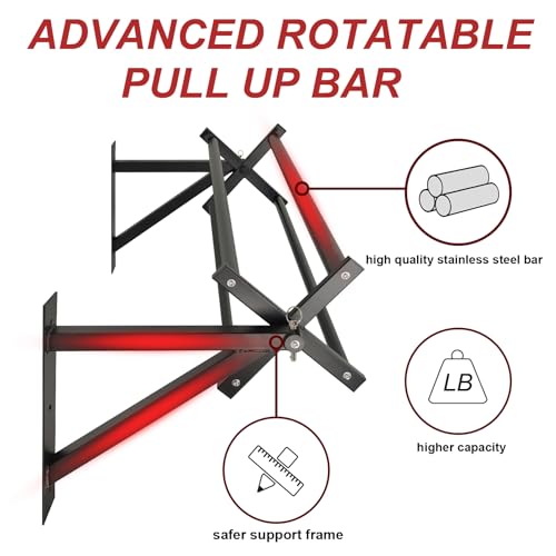 BESTHLS Wall Mounted Pull Up Bar and Dip Station, Heavy Duty Wall Mount Pull-up Chin Up Bar Multifunctional Home Gym Workout Indoor Exercise Equipment Support to 440 Lbs - style: Advanced Wall Mounted Style