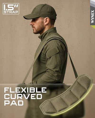 WYNEX Shoulder Strap, 55 inch Universal Bag Strap Replacement with Pad | Single Shoulder Strap with Detachable Thick Pad, Crossbody Bag Strap for Tactical Pouch Tool Bag Messenger Bag Luggage Duffle - color: Army Green, size: 1.5“ Strap