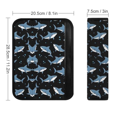 2 Pack Blue Shark Car Seat Straps Shoulder Pads Universal Fit Neck Strap Covers for Adults and Children, All Vehicles, Pressure Relief - color: Pattern 24