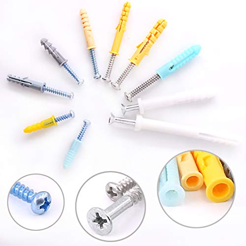 Hilitchi 220-Pieces Zinc and Plastic Self Drilling Drywall Anchors with Phillips Pan head Self Tapping Screws Assortment Kit