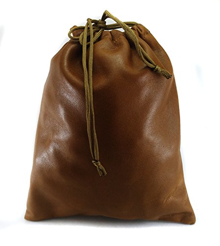 Multiple use Lambskin Leather Pouch with Drawstrings: (Tan, 32 cm X 43 cm) - color: Tan