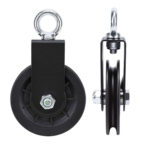 Focket Cable Pulley Wheel, Silent Bearings 360 Degree Rotation 440 Lbs Load Capacity Pulleys For Gym Equipment, Silent Pulley With Metal Bracket For DIY Fitness Systems Lat Pulldown