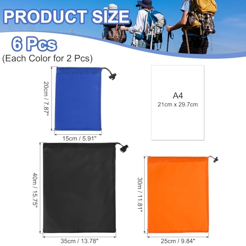 Drawstring Bag with Toggle, Stuff Sack String Waterproof Travel Storage Bags Cinch Stuff Pouch -Fitting for Yoga - color: Sapphire Blue/Orange/Black