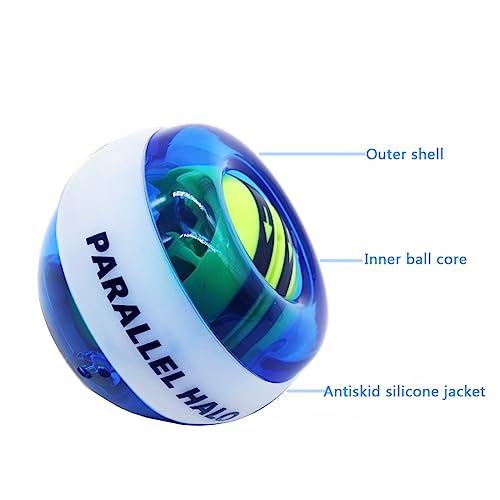 Power Wrist Ball AUTO Start Gyro Ball with LED Lights Forearm Exerciser Wrist Strengthener for Strengthening Muscle and Bones - color: Blue and White(Blue glow)