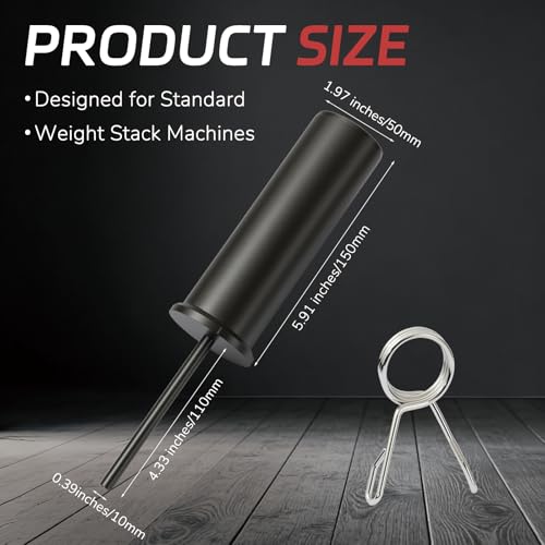 CAELUM Weight Stack Pin Extender with Spring Clip, for Cable Machine 1Pack | 120LB Capacity, Solid Steel, Gym Weight Stack Pin for LAT Pulldown, Functional Trainer Home Gym, Strength Trainers