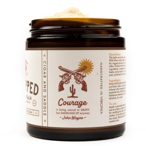 True Grit Tallow John Wayne Inspired Deep Moisture Salve – Ash and Oath Scent – Soothing Balm for Rough, Dry Hands – Grass-Fed & Finished Tallow, Beeswax & Lanolin – 2 oz