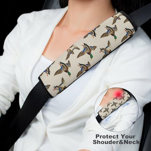 Soft Padded Seat Belt Cover for Girls and Boys, Stroller Pushchair High Chair, 2 Piece Flying Mallard Ducks Shoulder Protector Anti-Slip Pad - color: Pattern 49