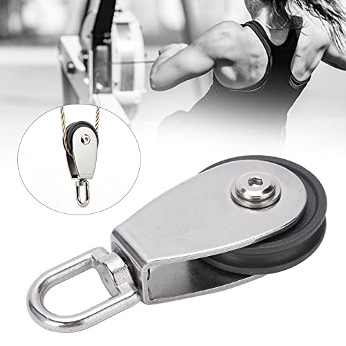 KANASI Fitness Bearing Pulley, Stainless Steel Dual Bearings Nylon Wheel Mute Pulley Block for Gym Equipment and Outdoor Rope Tools