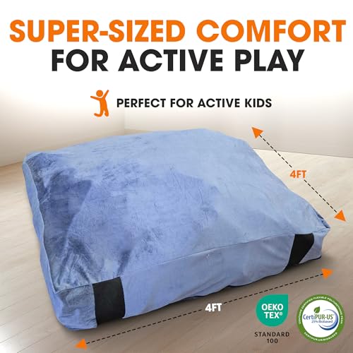 Cheer Collection Crash Pad - Crash Pads for Kids Sensory with Washable Cover - Sensory Room Must Haves - Crash Mat (4' x 4' FT) - size: 4'x4' Feet