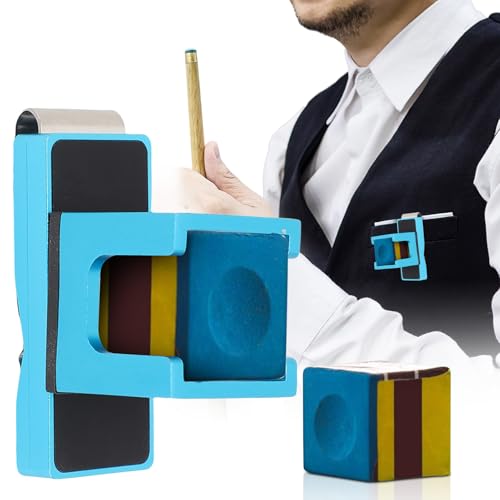 flexman Billiard Chalk Holder, Aluminum Universal Dry Oil Pool Cue Chalk Holder with Magnetic Belt Clip, Professional Snooker Billiard Accessories - color: Blue