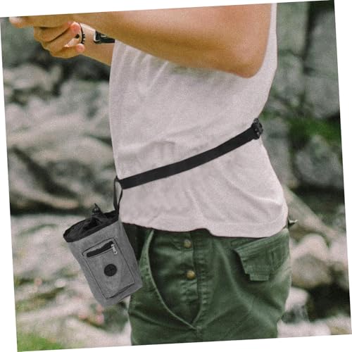Toyvian Gray Oxford Cloth Climbing Chalk Bag with Antislip Grip Enhancer Multiple Pockets and Brush Holder for Rock Climbing Bouldering Gym Use Outdoor Training Pouch