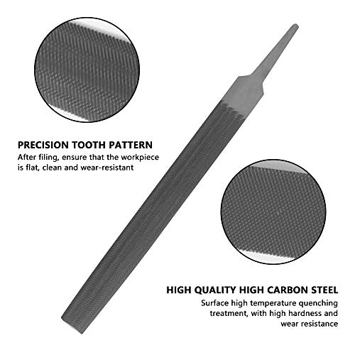 KALIM Half Round Medium Cut File, Double Cut Teeth, 6'' Length, Made of High Carbon Steel, Hand File without Handle Suitable for Wood, Metal, Sharpening, etc. - style: 6'' Half Round File