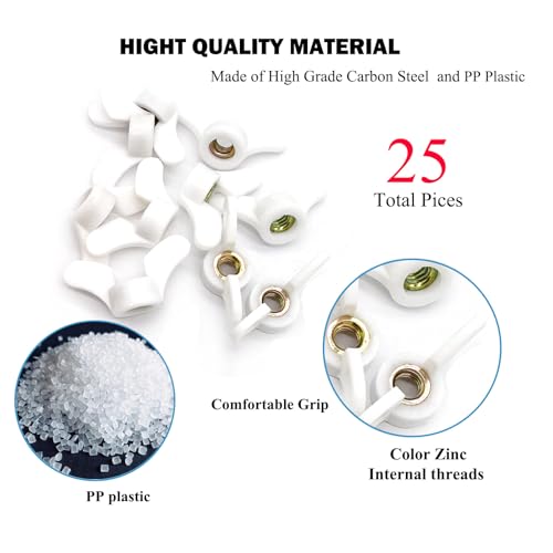 25 Pcs 1/4"-20 Wingnuts Plastic Wing Nuts Fasteners Parts Butterfly Nut, Hand Twist Tighten Hardware Nuts Butterfly Wing-Nut - size: 1/4"-20 - Plastic - 25 Pcs