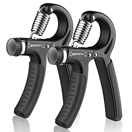 AIXPI Grip Strength Trainer, Hand Grip Exerciser Strengthener with Adjustable Resistance 11-132 Lbs (5-60kg), Forearm Strengthener, Hand Exerciser for Muscle Building and Injury Recover 2 Pack - color: Black