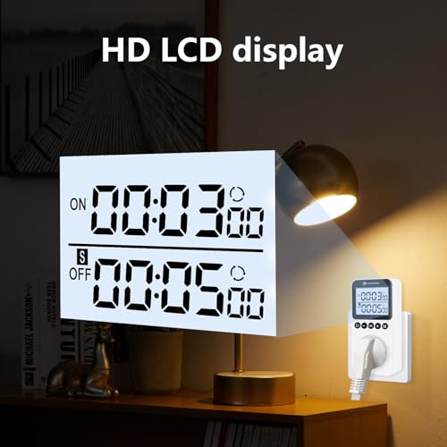 KETOTEK KTTS02 Repeat Cycle Timer Outlet Plug in Timer Switch Socket | Indoor Electrical Countdown Timers for Lights,Aquarium,Pets Home Appliances