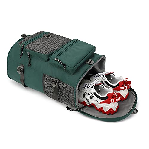 Kalesi Gym Duffle Bag Backpack 4-Way Waterproof with Shoes Compartment for travel Sport Hiking laptop (Green) - color: Green