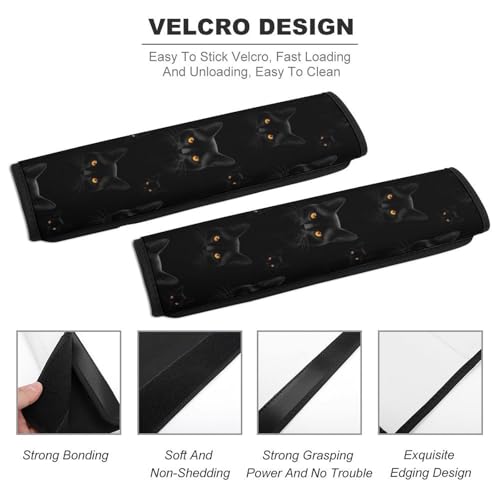 2 Pack Gothic Black Cat Car Seat Belt Pad Breathable Shoulder Harness Cover for Adult Use, Stroller Pushchair High Chair, Pressure Relief - color: Pattern 670