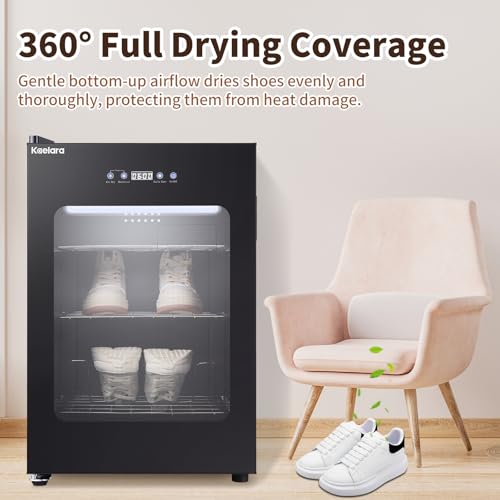Shoe Dryer for Sneakers, 400W Boot Dryer for Work Boots with Pull-out Detachable Rack, Shoe Warmer with 3 Drying Mode, Timer