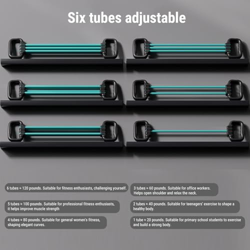 ZJchao 6 Tube Adjustable Resistance Band Shoulder Trainer Back Stretcher Pull Rope with Detachable Tubes for Customizable Back Shoulder Workouts