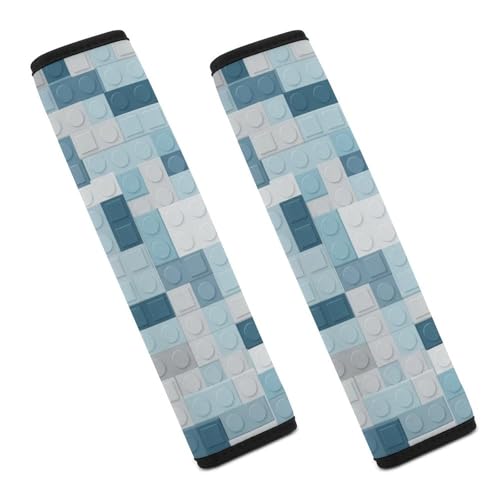 2 Piece Universal Fit Seat Belt Cover for Adult Use, Most Cars, Construction Building Blocks Colorful Bricks Rainbow Seat Belt Covers Cushion, Shock Absorption - color: Pattern 483