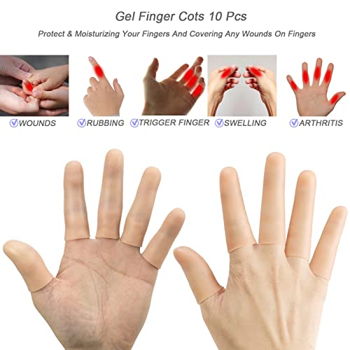GELMAY 22Pcs Gel Finger Cots Cut Resistant Gloves Set, Sleeves Guards Protectors Cutting Covers Protection Gaming Fingertips Touch