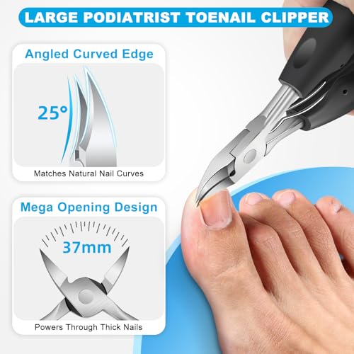 2026 Toenail Clippers for Thick Toenails for Seniors Angled Head | Large Toe Nail Clippers Set for Men, Long Handle Heavy Duty Ingrown Toenail Clippers, Ultra Sharp Slanted Finger Nails Cutter - style: 5PCS Toenail Clippers