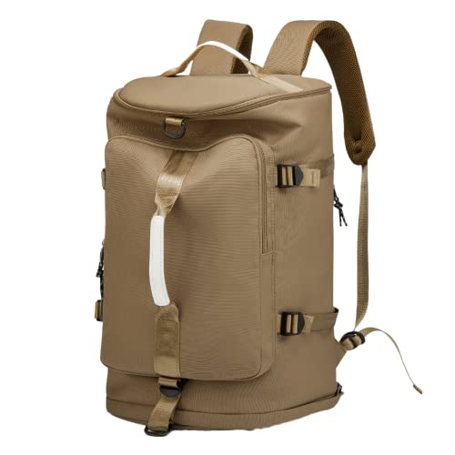 Gym Duffle Bag Waterproof black Laptop Backpack Suitable for Hiking, Fishing, Travel 40L Large Capacity Trendy Cool Lightweight Backpack for Men and Women - color: Khaki