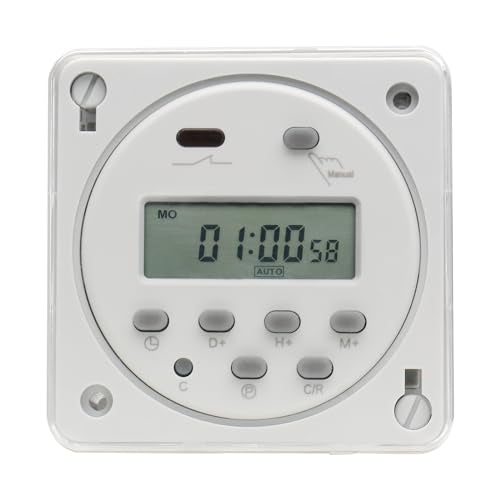 Baomain Time Switch Relay with Waterproof Cover,Digital LCD Programmable Timer,12V DC/AC Input,200-250V 16A Output,28 Programs Daily/Weekly Schedule,CN101A for Lighting and Equipment Control - size: Timer with Cover