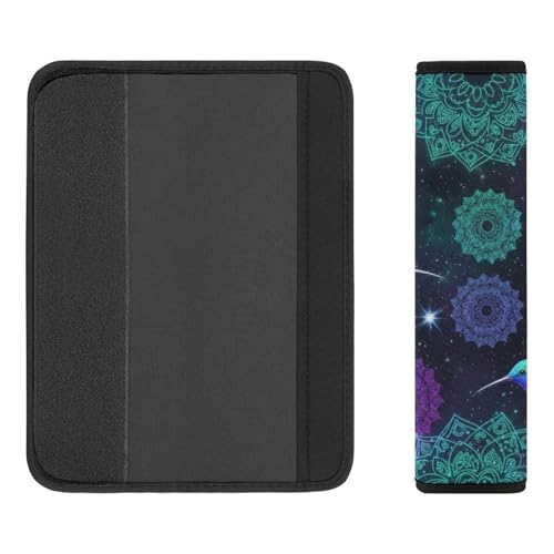 Breathable Seat Belt Shoulder Pad for Adults and Children, Stroller Pushchair High Chair, 2 Pack Hummingbird Floral Bird Mandala Flowers Neck Strap Covers Easy Install (No Tool) - color: Pattern 1012