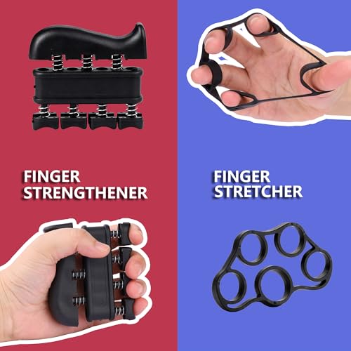 Hand Grip Strength Trainer Kit, Stress Balls, Finger Exerciser Extensioin, 5 Pack Forearm Gripper Strengthener Adjustable Resistance, Hand Strengthening Devices