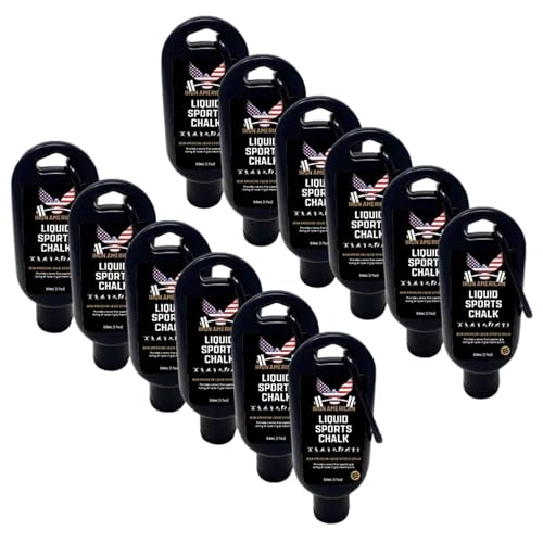 IRON AMERICAN Liquid Chalk - No-Mess Long-Lasting Grip Chalk for Weightlifting, Gymnastics, Rock Climbing, and Fitness Training - Advanced Hand Chalk for Gym - size: 12-PACK (50 ml. Bottles) WHITE
