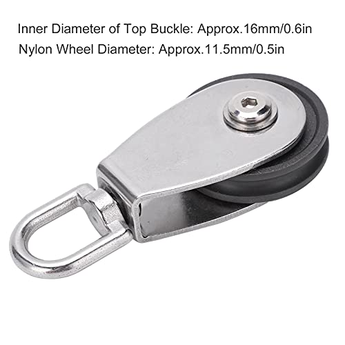KANASI Fitness Bearing Pulley, Stainless Steel Dual Bearings Nylon Wheel Mute Pulley Block for Gym Equipment and Outdoor Rope Tools