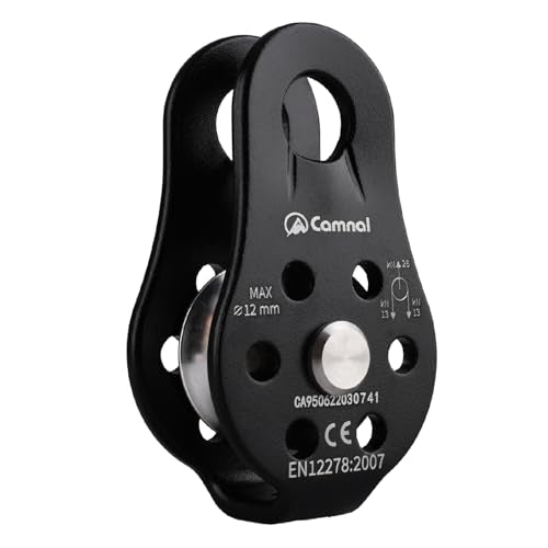 JEELAD 26kN Climbing Pulley Aluminum Alloy Rescue Pulley Single Sheave for Hauling Outdoor Zipline Climbing Rigging - color: 01 Black - 26kN