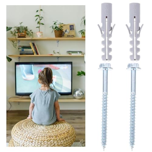 10 Sets Tv Mount Anchors and Expansion Screws for Wall Mount Installation, Carbon Steel Sturdy Screws for Tv Brackets and Range Hood, Convenient to Use Hardware Kit