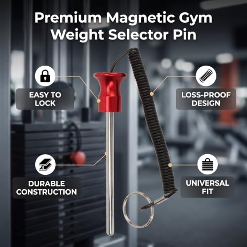 Weight Machine Pin Magnetic, Weight Stack Selector Pin with Pull Rope 8x125mm, for Commercial Gym or Home Health Grade Steel Heavy Duty Gym Accessories (2) - size: 2