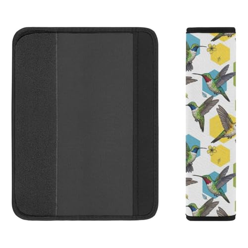 2 Piece Soft Padded Car Seat Belt Pad for Elderly Support, Stroller Pushchair High Chair, Hummingbird Bird Art Shoulder Harness Cover, Shock Absorption - color: Pattern 470